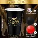 60PCS Pong Game Set, 16 Oz Disposable Plastic Party Cups for Cup Pong Games, College Parties & Graduation Celebrations - Red & Black