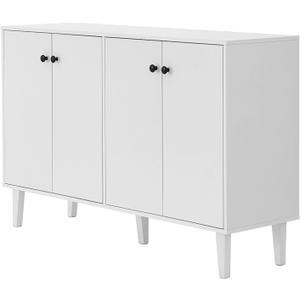 Panana Sideboard Buffet Cabinet Kitchen Storage Cabinet Living Room 4 Doors Console Table (White)