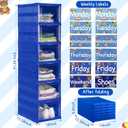 Wonderjune 2 Pcs 6 Shelf Daily Weekly Clothes Organizer for Kids,Novel, 41.34 x 13.58 x 10 inches