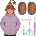 Alvian Elf Hat Crochet Kit for Beginners Rainbow Crochet Beanie Kit Knitting Kit for Beginners Adults Handmade Winter Toque (Red)