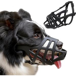 Breathable Basket Dog Muzzle - Adjustable for Small to X-Large Dogs, Allows Panting & Drinking, Safe for Training, Grooming & Vet Visits (Black)