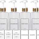 White Opaque Bottle with Gold White Head Empty Plastic Pump Bottles Square Shampoo Bottle Conditioner Soap Lotion Refillable, BPA Free for Body Wash, Moisturizer, Liquid Hand Soap, Set of 3