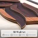 Framed Textured Wood 3D Wall Art for Living Room, Large Boho Tropical Brown Artwork for Walls, 3 Piece Farmhouse Botanical Leaf Wood 3D Textured Wall Art Decor for Office Bedroom Hallway, 24x36 Inch, 24" W x 36" H x 3Pcs