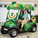 St Patricks Golf Cart Parade Decorations Kit, Irish Shamrock Parade Decor Set with Irish Flag Bunting,Green Metallic Tinsel Garland,Shamrock Balloons, Cards, for Irish Party Golf Cart Decor
