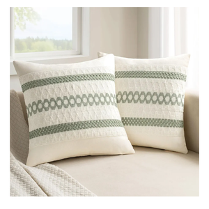 MIULEE Set of 2 Sage Green Boho Decorative Pillow Covers 18x18 Inch Farmhouse Rustic Couch Throw Pillows Modern Summer Cotton Cushion Covers Retro Cute Macrame Woven Home Decor for Bed Sofa Chair