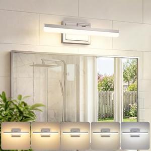VOLISUN Modern Bathroom Vanity Light 15.7 inch, Rotatable, 20W Dimmable 5CCT Led Bathroom Light Fixture Over Mirror, Brushed Nickel Bar Vanity Light for Bathrooms Mirror Restroom-ETL Certificated