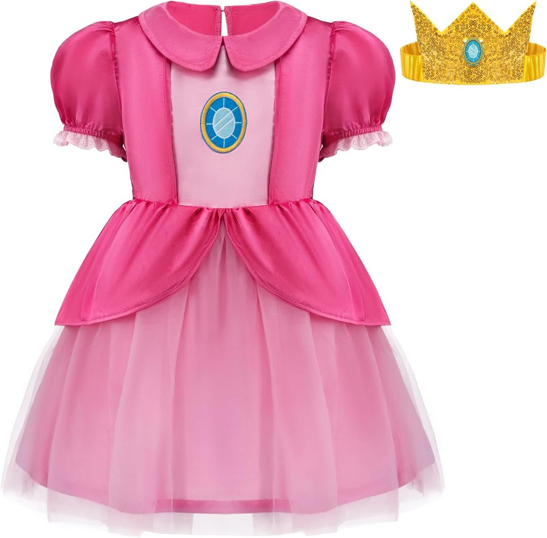 Spooktacular Creations Halloween Baby Pink Dress Costume for Girl, Princess Costume for Toddler Girls, Princess Tulle Dress for Halloween Cosplay Parties(12-18 Months)
