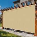 10'W x 8'H Sesame Outdoor Roller Shade with Crank Wand Patio Shades Roll up, UV Blocking & Privacy Protection