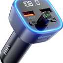 SONRU Bluetooth 5.3 FM Transmitter, Wireless Radio Adapter, Audio Receiver Car Charger, Wireless FM Radio Transmitter, Hands-Free Calling and 2 USB Ports Charger, HiFi Treble & Bass Player (Black)