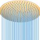 16 Inch Large Rainfall Shower,Round Head High Pressure Stainless Steel Ceiling Rain Showerhead with Silicone Nozzle, Ultra Thin Water Saving, Waterfall Full Body Coverage, Brushed Brass Gold
