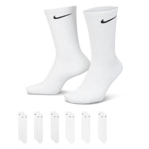 Nike Kids' Everyday Cotton Cushioned Crew Socks (6 Pair), White/Black, Small