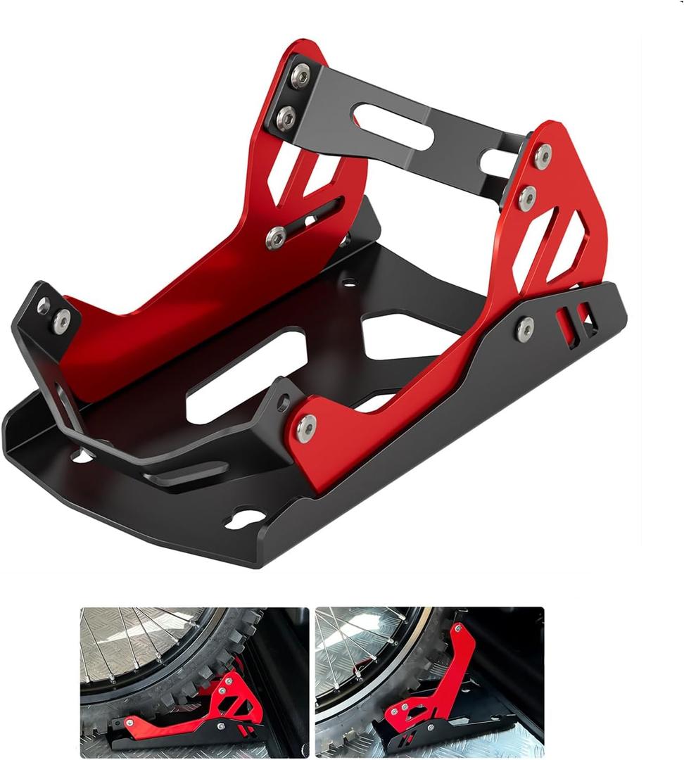 BAOUFF Motorcycle Wheel Chock,Special for Transportation Portable Adjustable 1800 lbs Capacity Front Tire Stand for 8"-21" Wheel Universal for Most Crusier Sports Dirt Bikes Trailer Truck-Red