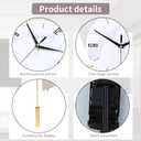 FILLOVE Large Decorative Wall Clock with Pendulum for Living Room, Matte White Half Circle & Gray Striped Scalloped, White Marble Dial, Silent for Living Room, Bedroom, Study, Office