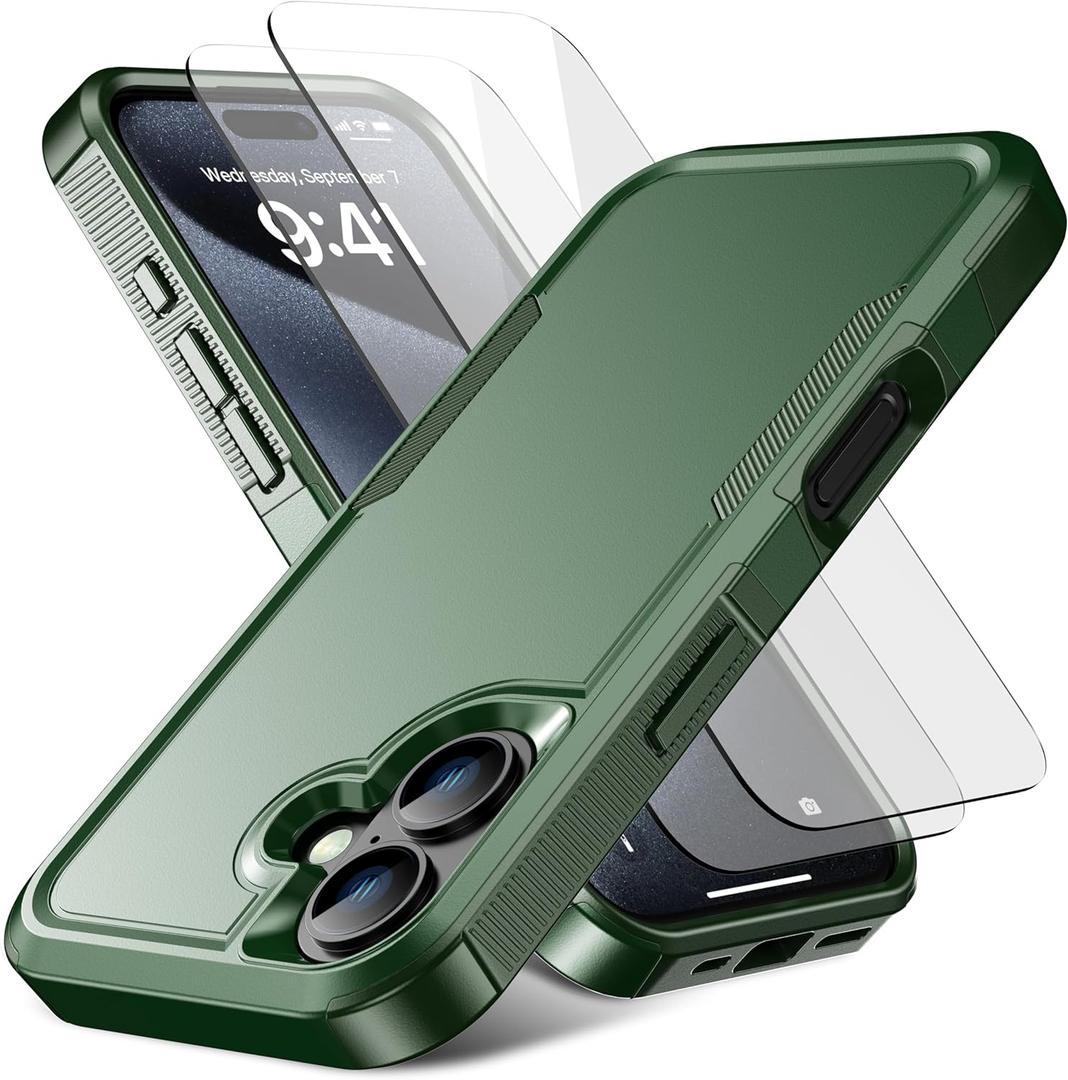 For iPhone 17 Case [Shockproof] [Dropproof] [Heavy Duty Protection] [Pocket-Friendly] Slim & Tough Non-Slip Protective Phone Cover for iPhone17 6.3inch, Teal Green