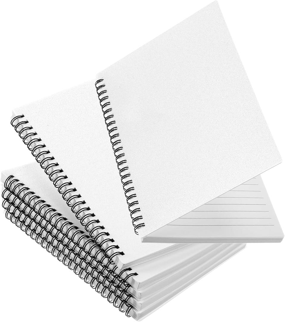 12 Pack Lined Paper Spiral Notebook 5.9 x 8.3 Inches Journal White Notebook A5 160 Pages 80 Gsm Thick Plastic Cover Hardcover Notepad Waterproof Cover for Home Office Business
