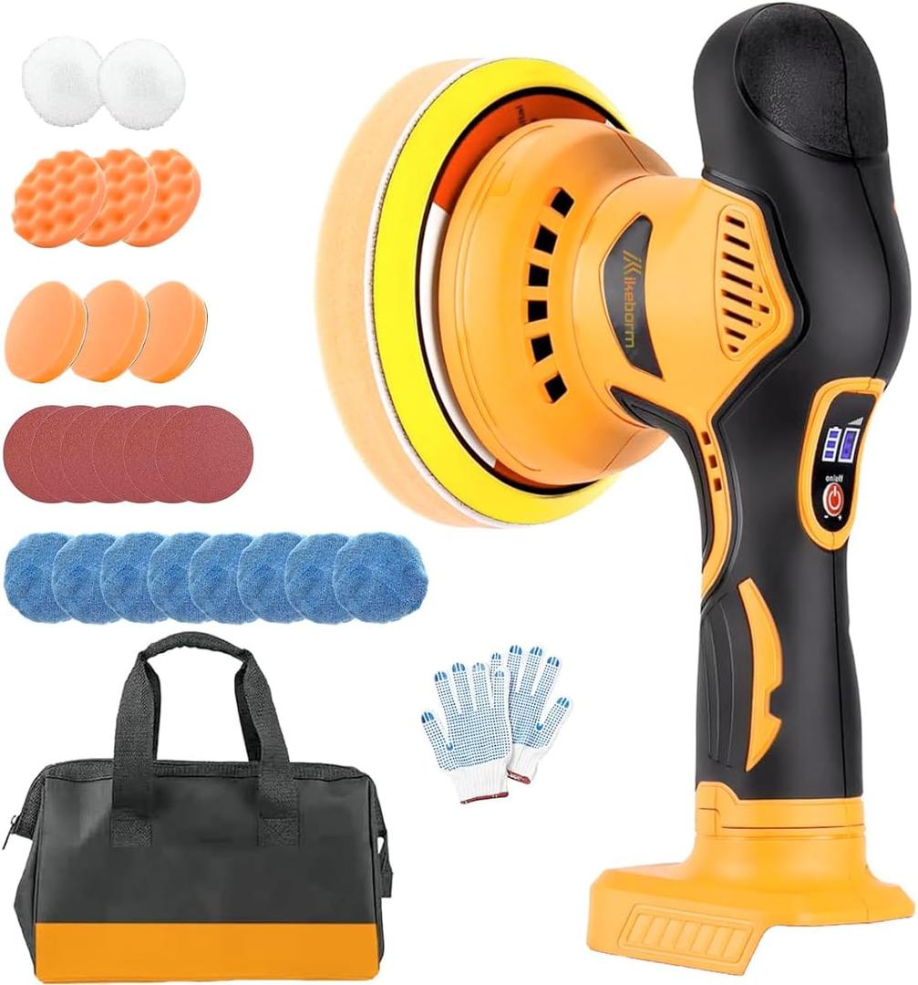 Cordless Car Buffer Polisher for Dewalt 20V Battery DCB206, Orbital Polisher with 6 Variable Speed, Power Polisher Replace DCM849B for Car Detailing/Polishing/Waxing(Battery Not Included)