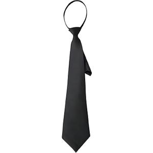2 x Pre-tied Adjustable Necktie Narrow Necktie with Zipper，42cm Black Narrow with Zipper Trendy Unisex Casual Business (Black)