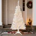 Juegoal 4 FT Pre-lit Artificial Christmas Tree, Lighted White Tinsel Pencil Pine Spruce Trees with 70 Warm White LED Lights, 8 Lighting Mode & Timer for Xmas Holiday Winter Home Party Decor