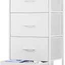 DUMOS Nightstand with 4 Drawers Bedside Table with Removable Fabric Bins Sturdy Steel Frame Wood Top Organizer Furniture for Bedroom Closet Living Room
