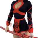Alyweatry Halloween Women Ninja Sexy Romper Costume Anime Cosplay Dragon Ninja Warrior Costume (Large, Red)