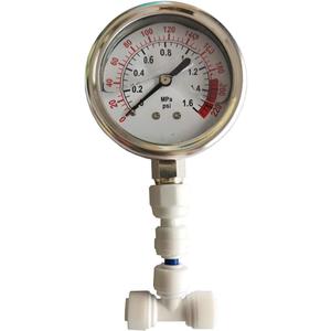 Malida Stainless Water Pressure Test Gauge, Water Pressure Detector for Aquarium Meter 0-1.6MPa 0-220psi Reverse Osmosis System Pump with 1/4.