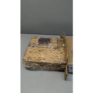 Water Hyacinth Storage Baskets Set of 4 - Foldable Seagrass Organizers with Chalk Labels,10.8x9x4.9 Inch,Rectangular Woven Pantry Bin for Kitchen