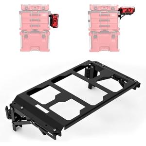 Folding Bracket Mount Compatible with Milwaukee Packout Toolbox, Easy to Install the Extra Fold Shelf with Rail Mount on Each Side for Modifying, Tool accessories for Building, Fixing, Whatever