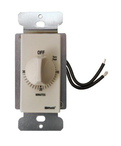 Southwire Woods In-Wall Spring Wound Timer - Automatic Timer Switch - Energy-Saving Mechanical Wall Timer - Simple Twist-Knob Countdown Design - 30 Minute - Light Almond