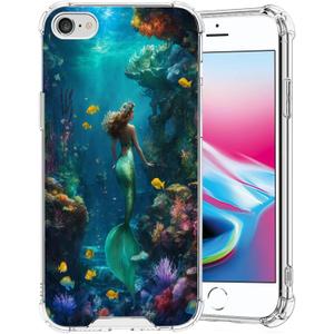 ZHONGWEI Clear Phone Case Compatible with iPhone SE/7/8 with Mermaid-AB0 - Sleek Protection with Style and Durability for Any Smartphone Model.