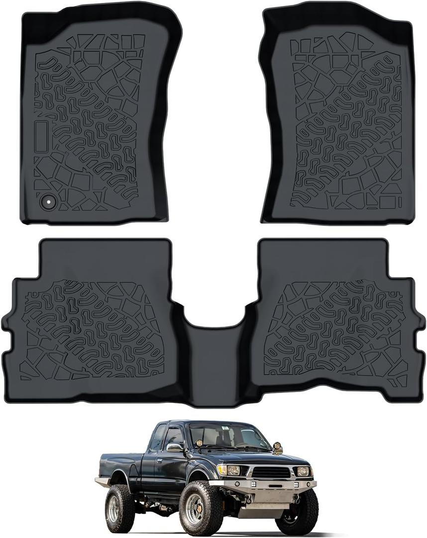 Car Floor Mats Fit for Toyota Tacoma Xtracab 1995-2004 TPE All Weather Protection Custom Fit Heavy Duty Pickup Truck Foot Liners Odorless Waterproof Interior