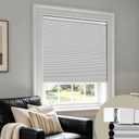 No Drill Cordless Cellular Shades, Blackout, White, 28x48