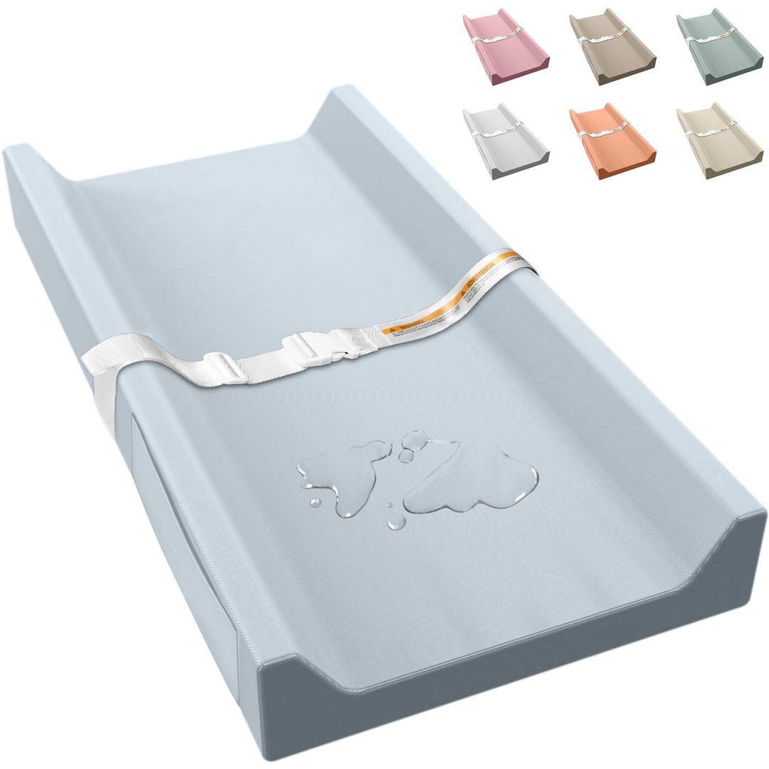 Vegan Leather Baby Changing Pad, Waterproof & Wipeable Soft Diaper Changing Mat 32 x 16.6" Comfortable Infant Changing Station for Dresser & Table