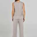 ANRABESS Womens 2 Piece Outfits Summer Beach Vacation Clothes Spring Travel Airport Casual Wide Leg Pants Lounge Sets (Beige, M)