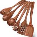 Kitchen Wooden Cooking Utensil Set, Heat Resistant Teak Wooden Spoons for Cooking (6pcs)