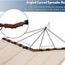 TegerDeger 12FT 2 Person Hammock with V Shaped Hardwood Spreader Bar & Nylon Rope for Outside, Patio, Garden, Backyard, Beach, Poolside, 450LB Capacity, 55in x 79in - Beige