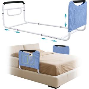 Mybow Double Bed Rail, U Bar for Medical Bedside Safety Assisting Rails, Railing Support for Elderly Adults Under Mattress Handrail, Hospital Dual Bed Rails for Seniors Twin Full Queen Adjustable Rail, 62"L 20"W 19"H