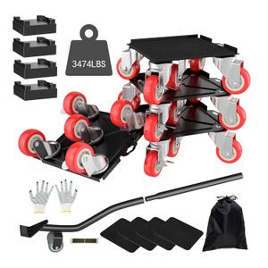 Furniture Dolly,Furniture Movers with 5 Wheels,Carbon Steel Panel Heavy Duty Dolly,Furniture Lifter with 5 360 Rotatable Rubber Universal Wheels,Maximum Load 3474LBS (6.89x6.9 IN, Black)