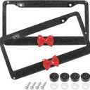 License Plate Frame,Cute Car Accessories Stainless Steel Crystal Car Plate Covers,Shiny Rhinestones Premium License Plate Holder with Mounting Bolts,License Plate Frames (Black&Red)
