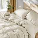 SONORO KATE 100% French Linen Duvet Cover Queen Size, Soft Breathable for Hot Sleepers, Moisture Wicking & Durable Cover Set - Zipper Closure & 4 Corner Ties Duvet Covers 3 Piece (Cream,Queen)