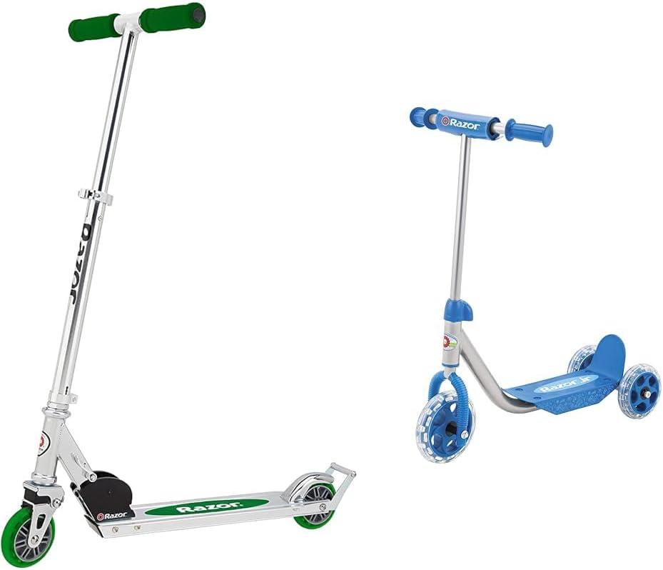 Razor A2 Kick Scooter for Kids  Wheelie Bar, Foldable, Lightweight, Front Vibration Reducing System, Adjustable Height Handlebars