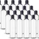 ljdeals 8 oz Clear Plastic Empty Bottles with Black Disc Top Caps, Refillable Containers for Shampoo, Lotions, Cream and More Pack of 20, BPA Free, Made in USA