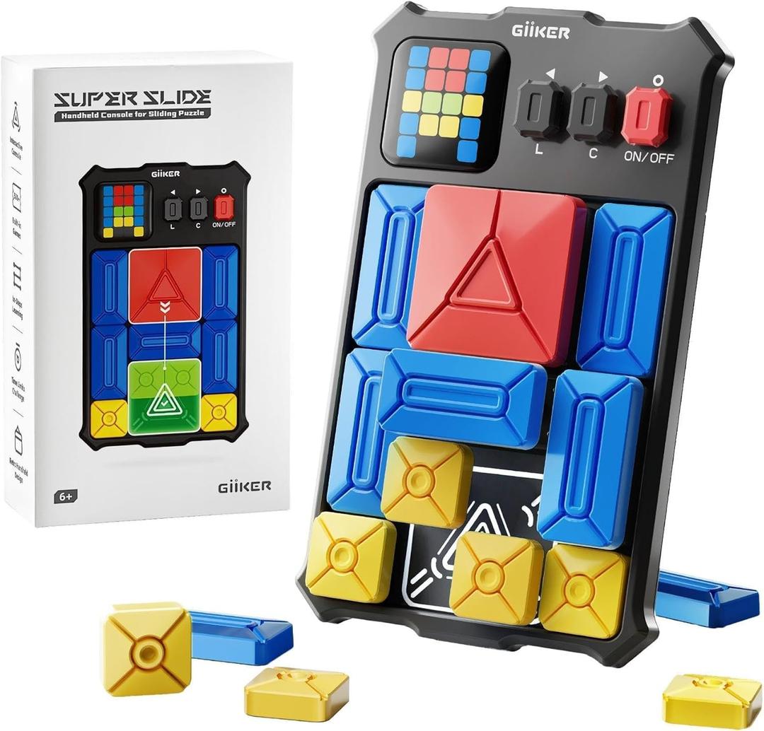 GiiKER Super Slide Puzzle Games, Original 500+ Challenges Brain Teaser Puzzle, Toys for Kids Teens, Travel Games Birthday Gifts Easter Basket Stuffers for Boys Girls, Activities for Road Trips (Black)