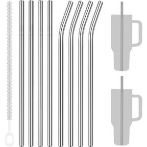 Tomorotec 8PCS 12" Stainless Steel Straws 4 Bent & 4 Straight Fit for 40oz Stanley Tumblers, Reusable Food-Grade Drinking Straws with Brush for Smoothies, Milkshakes, Iced Coffee, Dishwasher Safe