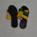 GORGLITTER Women's Colorful Criss Cross Sandals Dressy Leather Open Toe Slip on Slide Summer Beach Flat Sandal (9.5, Green and Yellow)
