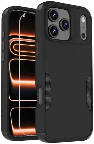 pdxox for iPhone 17 Pro Max Heavy Duty Protection Case, 3-Layers Anti-Slip Full Body Protective Drop Protection Shockproof with 1 Screen Protector for Apple iPhone 17 Pro Max，6.9'' Black