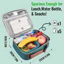 Genteen Lunch Box for Kids, Boys - Insulated Small LunchBox Reusable, Zip Closure & Buckle Handle, Portable Cooler for Work, School, Travel (Lake Green)