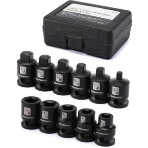 MIXPOWER 11 Pieces 3/8-inch Drive Pipe Plug Socket Set, SAE, CR-MO, Tapered Male Square Drive, Chamfered Female Square Drive