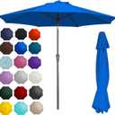 PatioKingdom 9FT Patio Outdoor Umbrella-UPF 50+ Sun Shade with Wind Vent, Push-Button Tilt & Smooth Crank Lift, Rust-Resistant Fiberglass Frame for Garden, Backyard,Yard (Royal Blue)
