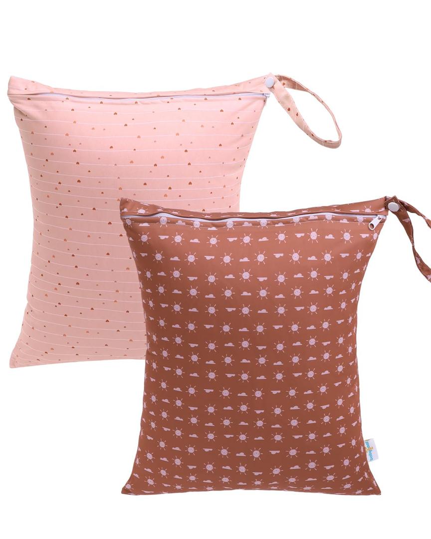 babygoal Travel Laundry Bags 2 Pack, Ideal for Travel, Gym and Swimming-Washable Waterproof Wet Dry Bags for Dirty Clothes, Bathing Suits and Swimsuits(sun and cloud)