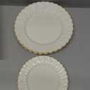 Brolifon 25pcs Ivory Thanksgiving Plastic Plates With Gold Rim, 10in Dinner Plate and 7in Dessert Plate Disposable Elegant Scalloped Plates for Party, Wedding